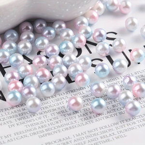 100pc 6mm Light Pink/L. Blue/White Mermaid Pearl Beads