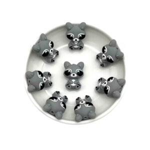 7pc Cute Raccoon Silicone Beads 26mm