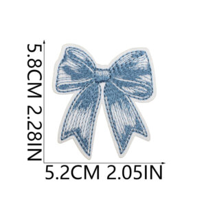 Blue Bow Embroidered Patch 2x2.3in