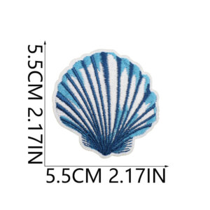 Blue Seashell Embroidered Patch 2in