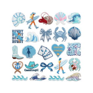 24pc Beach Girl Surfer Theme Assorted Embroidered Patch 2-3in