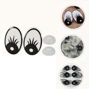 10 pairs 0.55in Eyelash Black and White Oval Safety Eyes