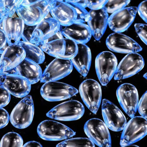 20pc Light Blue Glass Teardrop Pendant 8x14mm