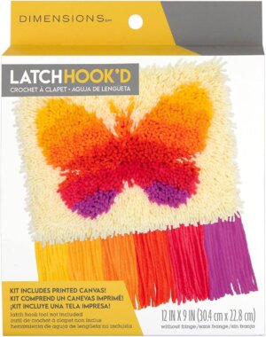 Dimensions Latch Hook Kit 12"X9"-Colorful Butterfly