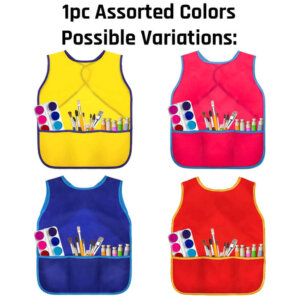 Kids Art Smock Waterproof Sleeveless Apron with 3 Pockets Assorted Colors