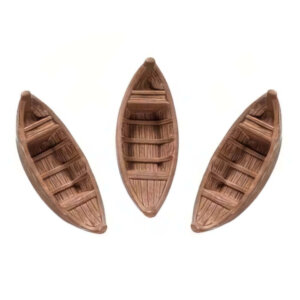 3pc Wood Like Boats made from resin - Canoe 0.5x2in