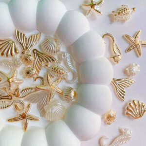 30pc Iridescent Ocean-Themed Plastic Beads 1-3cm