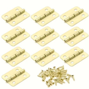 10pc Gold Mini Hinges 16x18mm with screws