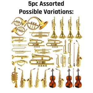 5pc Assorted Mini Gold Musical Instruments 1-3in