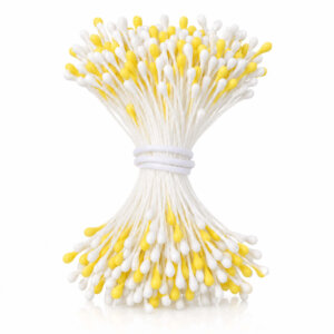 400pc Mix White/Yellow 3mm Flower Stamens Double Headed Pollen Sticks 6cm long