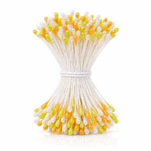 500pc 4-Color 3mm Pearl Flower Stamens Double Headed Pollen Sticks 6cm long