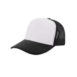 White/Black - Foam Mesh Back Baseball Hat Sublimation Blank Snap Cap