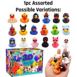 1.5in Assorted 3D Printed Halloween Themed Ducks Ghosts Devils Goblins