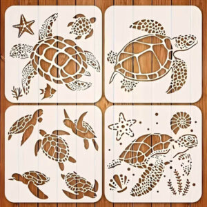 4pc Sea Turtle Stencils 4x4in 4 Different Designs