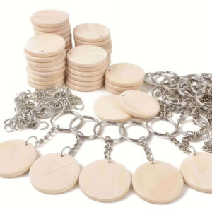 20pc Wooden Keychain with 20 Key Ring and 20 Jump Rings For Laser or Crafts