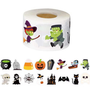 480pc Halloween Stickers Featuring 16 Assorted Designs 2-3cm