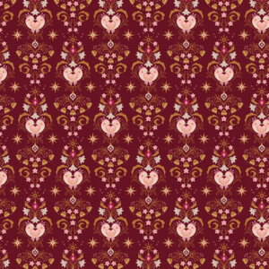 A Couple of Birds Christmas Red 44in wide 100% Cotton Pattern Fabric