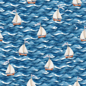 Blue Ahoy Mate Sailboat Adventures  43in wide 100% Cotton Pattern Fabric