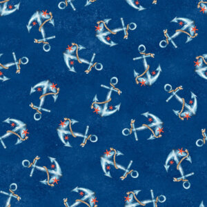 Blue Ahoy Mate Anchors 43in wide 100% Cotton Pattern Fabric