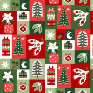 Christmas Holiday Patchwork Red Green 43in wide 100% Cotton Pattern Fabric