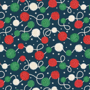 Pom-Pom Garland on Dark Green 44in wide 100% Cotton Pattern Fabric