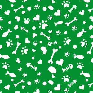 Cat Paw Bones Hearts Ditsy Green 44in wide 100% Cotton Pattern Fabric