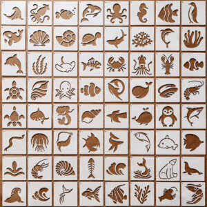 64pc Marine Life Stencils 1.5 inch